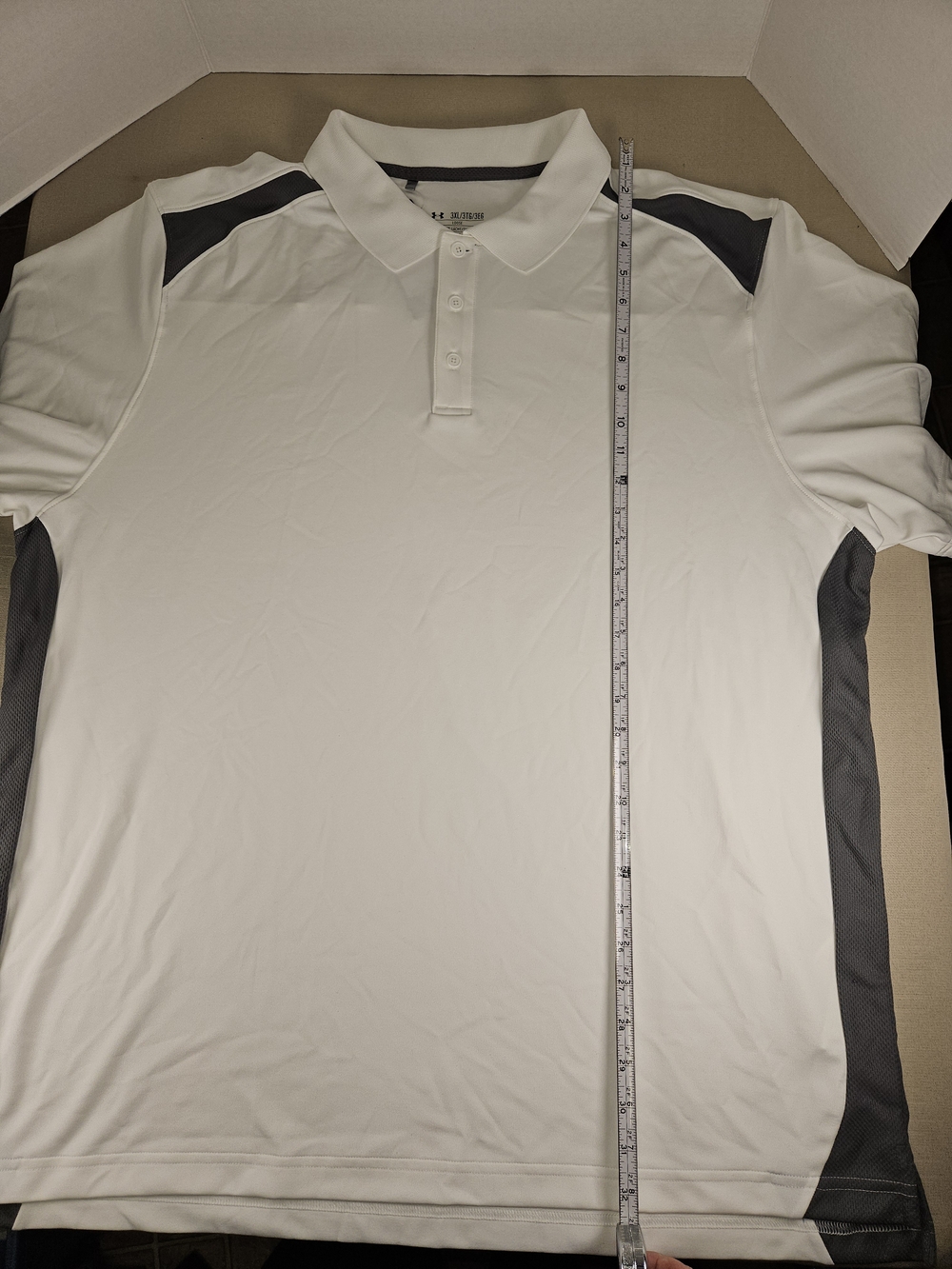 Under Armour White Polo with Gray Panels - Men's Short Sleeve NWT
